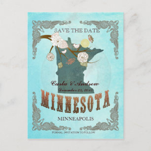 Aqua Save the Date - MN-Karte mit hübschen Vögeln Ankündigungspostkarte