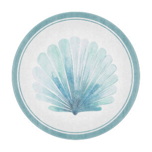 Aqua Scallop Seashell Schneidebrett