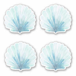 Aqua Scallop Seashells Aufkleber