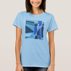 Aqua-Schiefer-Türkis-Royalblau-Geometrisches-Forme T-Shirt
