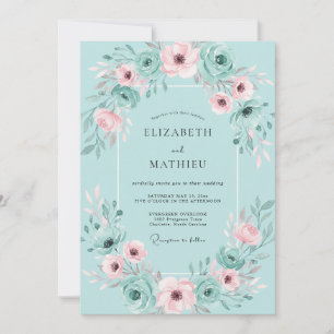 Aqua-Schimmer-Watercolor-Hochzeit Einladung