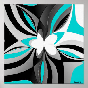 Aqua-schwarzes graues abstraktes poster