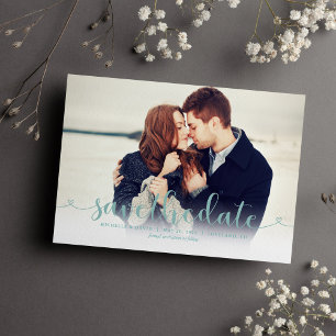 Aqua Script-Foto Hochzeit speichern Sie das Datum Save The Date