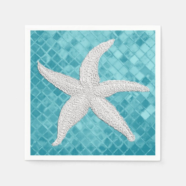Aqua Sea Glass Muster Serviette (Vorderseite)
