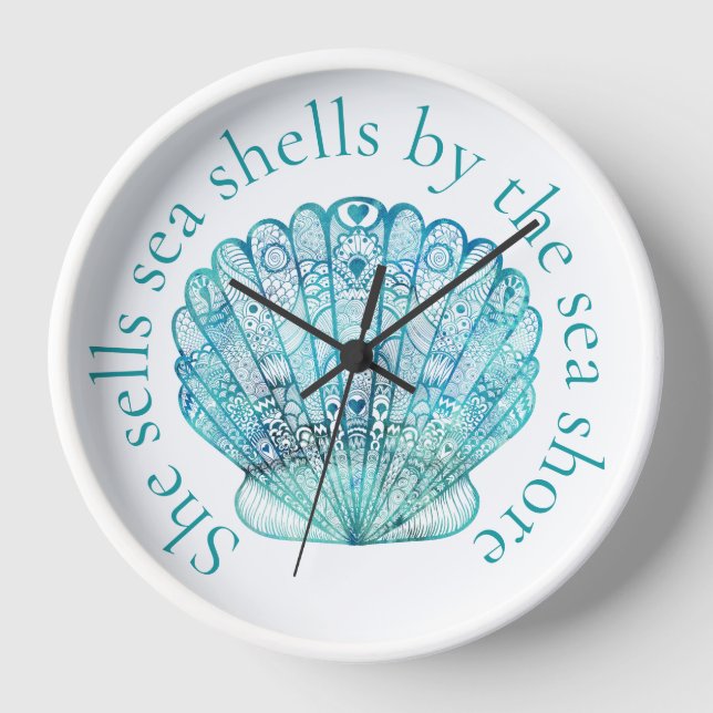 Aqua Sea Muschel Uhr (Vorderseite)