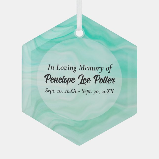 Aqua Sea Waves Memorial Keepake Suncatcher Ornament Aus Glas (Vorderseite)