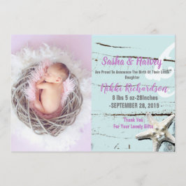 aqua seashell beach Baby Birth Ankündigung Foto