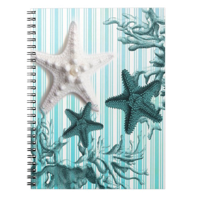 Aqua seashells blue star fish notizblock (Vorderseite)