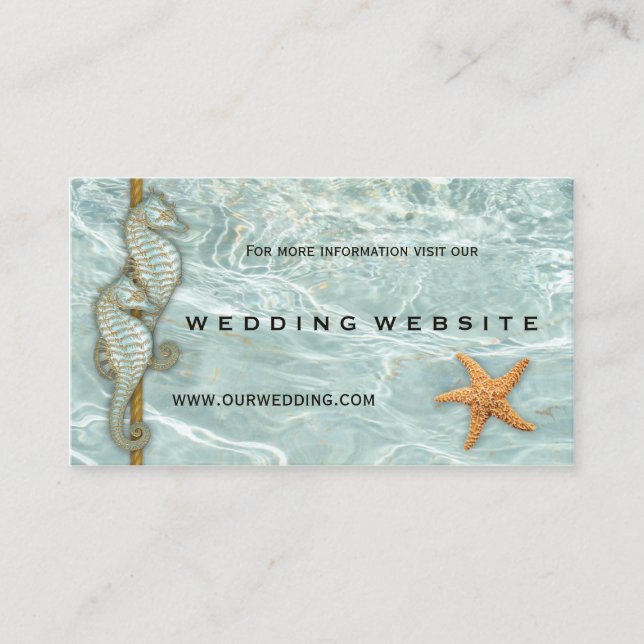 Aqua Seepferds Nautic Wedding Website Beipackkarte Begleitkarte (Vorderseite)