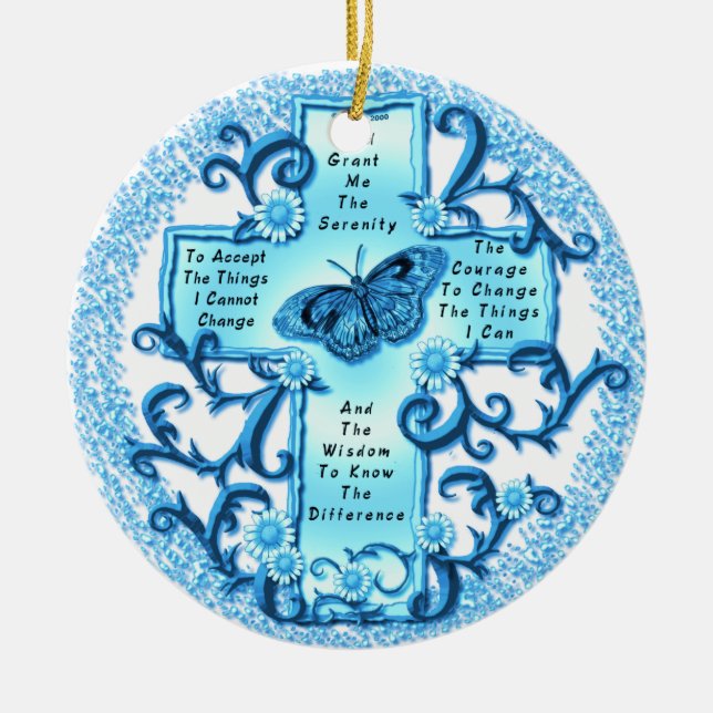 Aqua Serenity Kreuz Keramik Rundschmuck Keramik Ornament (Vorne)