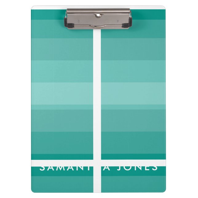 Aqua Shades Ombre Simple Strip Personalize Name Klemmbrett (Vorderseite)