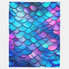 "Aqua Shimmer Iridescent Mermaid Scales" Fleecedecke