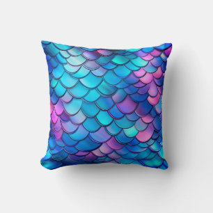 "Aqua Shimmer Iridescent Mermaid Scales" Kissen