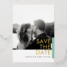 Aqua Shimmer Save the Date Folie Folieneinladung