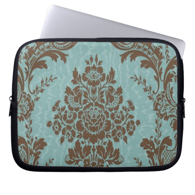 Aqua Sienna Damask Laptopschutzhülle (Vorderseite)
