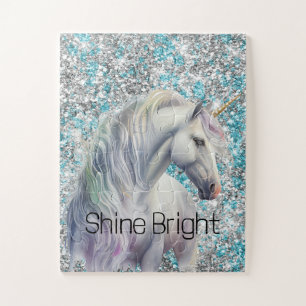 Aqua Silver Unicorn Glitzer Sparkle
