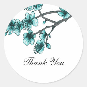 Aqua Simple Cherry Blüten Danke Stickers
