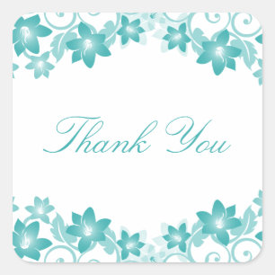 Aqua Simple Floral Danke Stickers