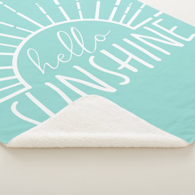 Aqua Simple Modern Hello Sunshine Sherpadecke (3/4)