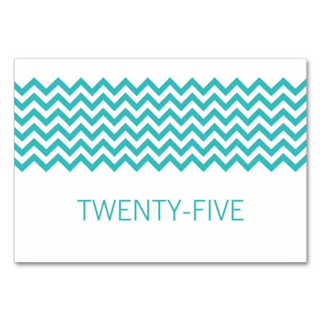 Aqua Simple Zickzack Table Card Tischnummer (Vorderseite)