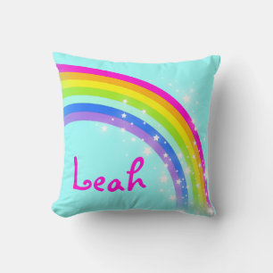 Aqua Sky Regenbogen Rosa Namenskissen Kissen