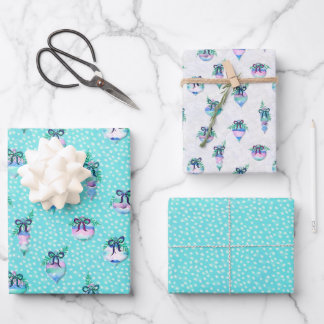 Aqua Snow Polka Dot Geschenkpapier Set
