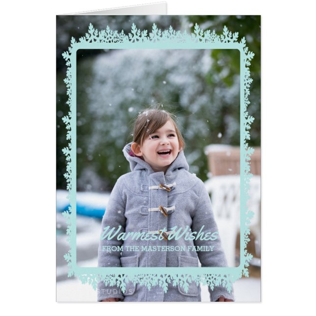 Aqua Snowflake Frame Holiday Foto (Vorne)