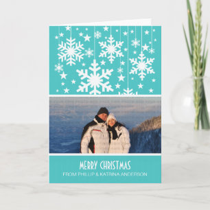 Aqua Snowflakes Foto Garni Karte