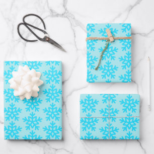 Aqua Snowflakes Niedlich Geschenkpapier Set