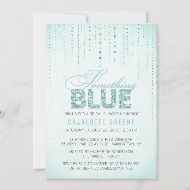 Aqua Something Blue Bridal Dusche Einladung (Vorderseite)