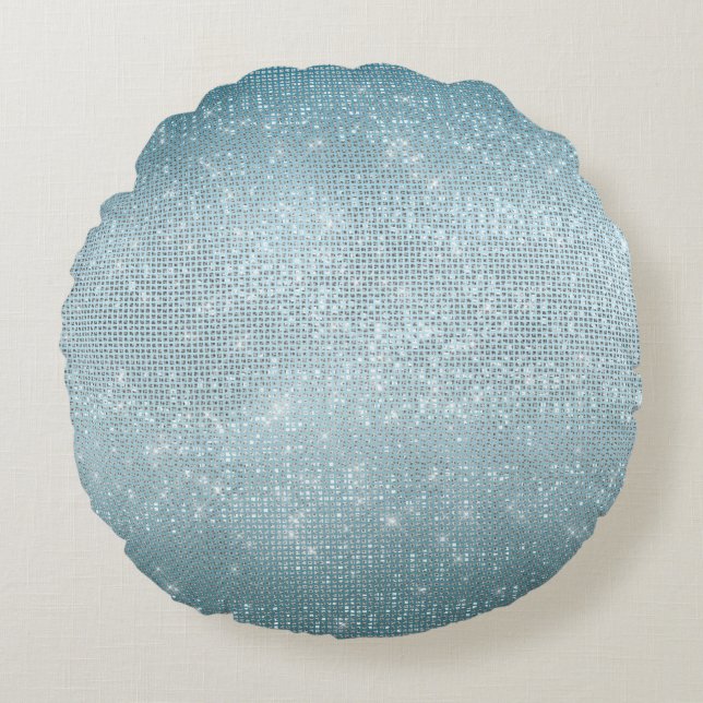 Aqua Sparkle Rundes Kissen (Vorderseite)