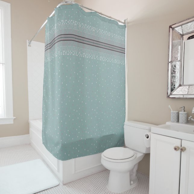 Aqua Speckled Border Duschvorhang (Beispiel)