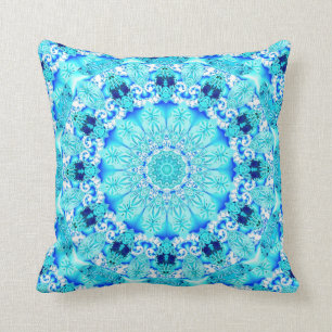 Aqua-Spitze, empfindlicher, abstrakter Mandala Kissen