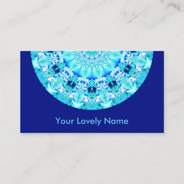 Aqua-Spitze, empfindlicher, abstrakter Mandala Visitenkarte (Vorderseite)