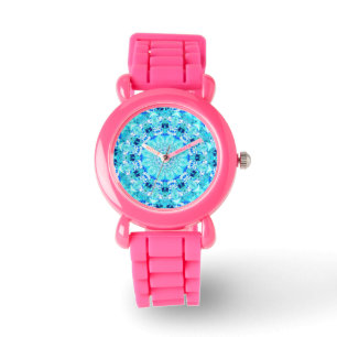 Aqua-SpitzeMandala, empfindliches, abstraktes Blau Armbanduhr