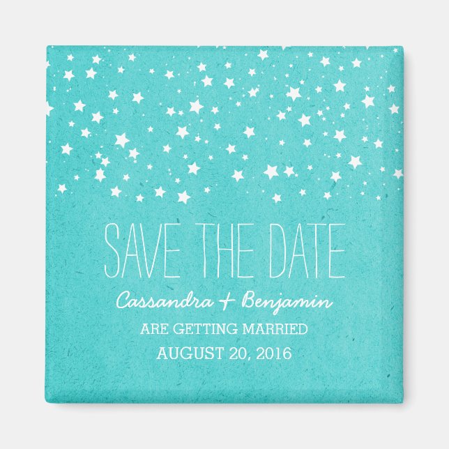 Aqua Starry Night Speichern Sie das Date Magnet (Vorne)