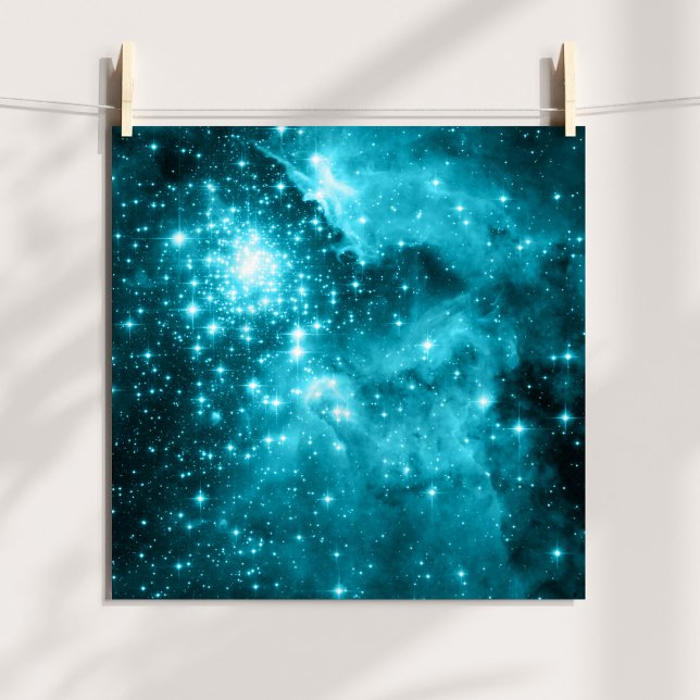 Aqua Stars Poster (Aqua Stars Tinted Celestial Photo Poster)