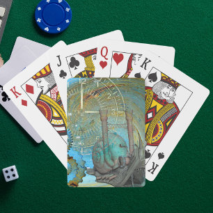 Aqua-Steampunk-Schneckenreisender Spielkarten