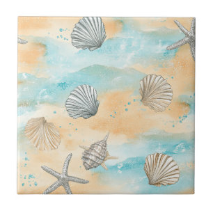 Aqua-Strandurlaub-Muschel-Muster Fliese