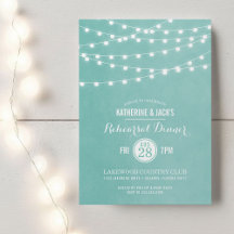 Aqua String Lights Répétition Dîner Invitation