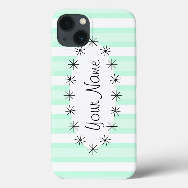 Aqua Stripe oval Stern "Name" iPad Mini Fall Case-Mate iPhone Hülle (Rückseite)