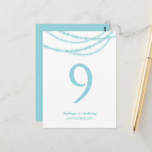 Aqua Stylish Sparkling Lights Wedding Tischnummer