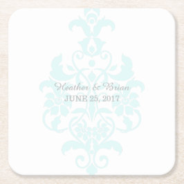 Aqua Subtle Damask Paper Untersetzer