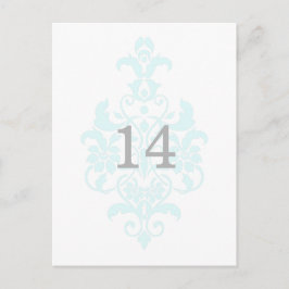Aqua Subtle Damask Tischnummer Postkarte