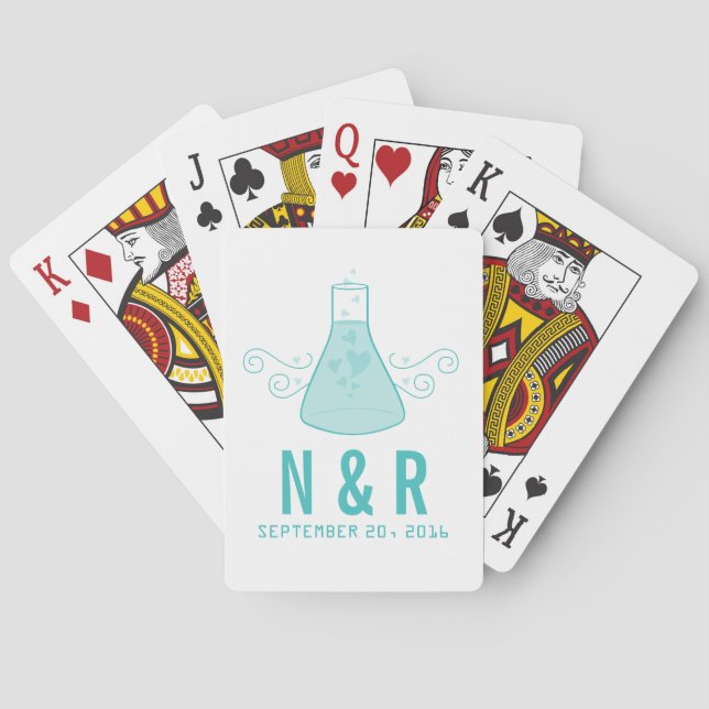 Aqua Sweet Chemistry Wedding Cards Spielkarten (Rückseite)