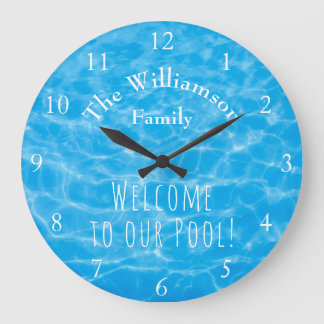 Aqua Swimmingpool Sommerwassermassage Große Wanduhr