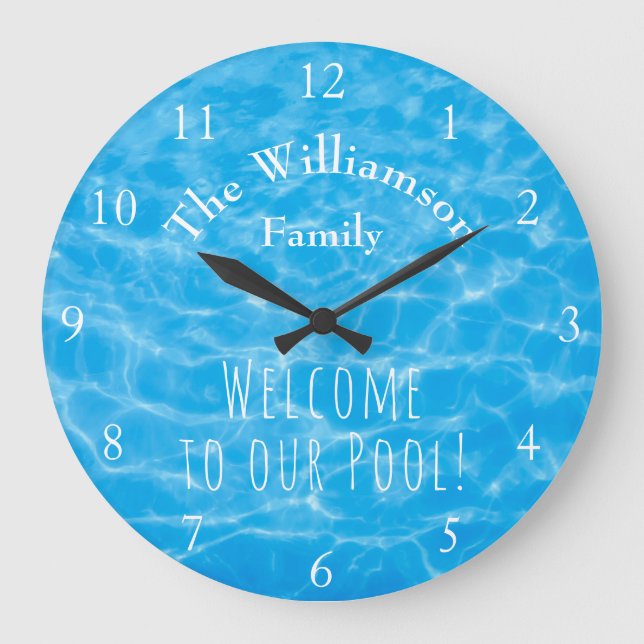 Aqua Swimmingpool Sommerwassermassage Große Wanduhr (Vorderseite)