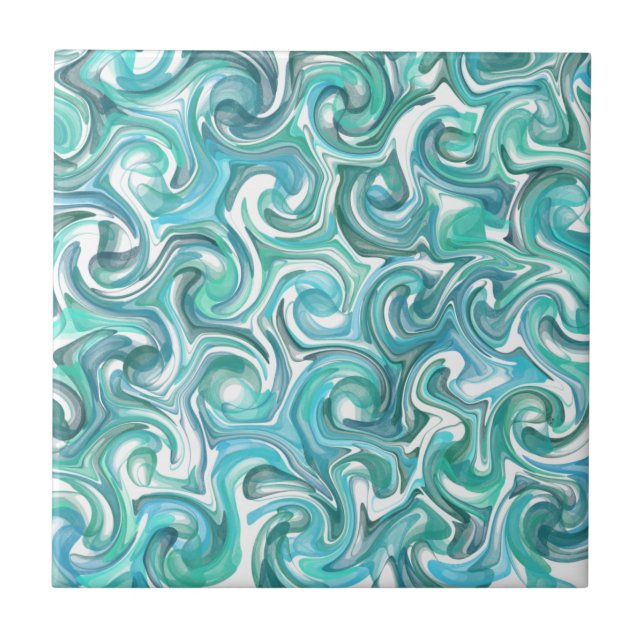 Aqua Swirl Keramik Tile Fliese (Vorderseite)