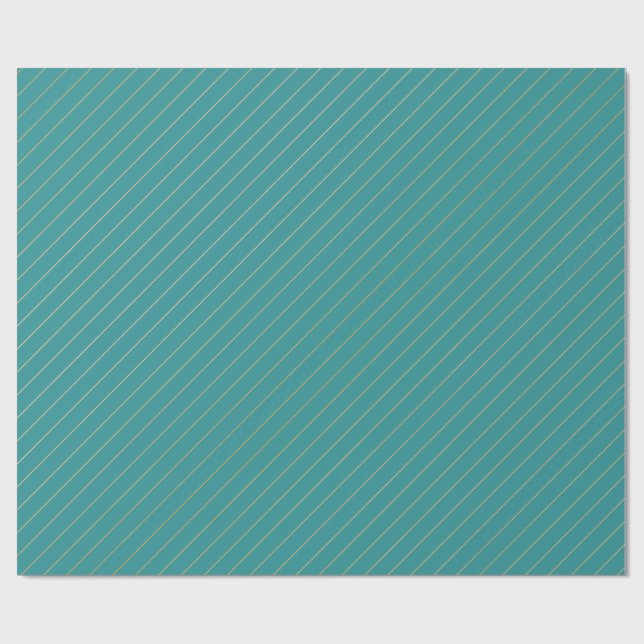 Aqua & Teal Christmas Wrapping Paper with Gold Acc Geschenkpapier (Flach)