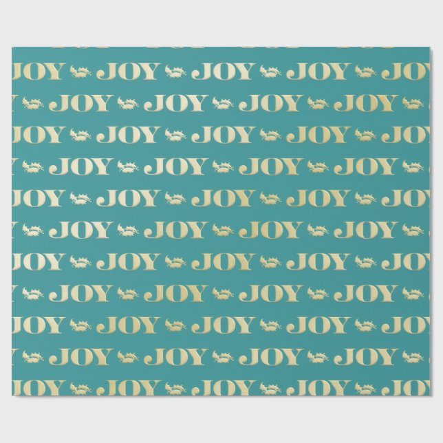 Aqua & Teal Christmas Wrapping Paper with Gold Acc Geschenkpapier (Flach)